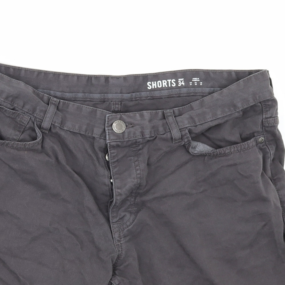 F&F Mens Black  Denim Chino Shorts Size 34 in