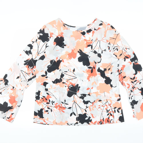 Avon Womens White Floral  Basic Blouse Size 10