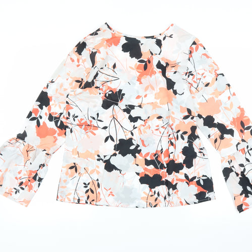Avon Womens White Floral  Basic Blouse Size 10