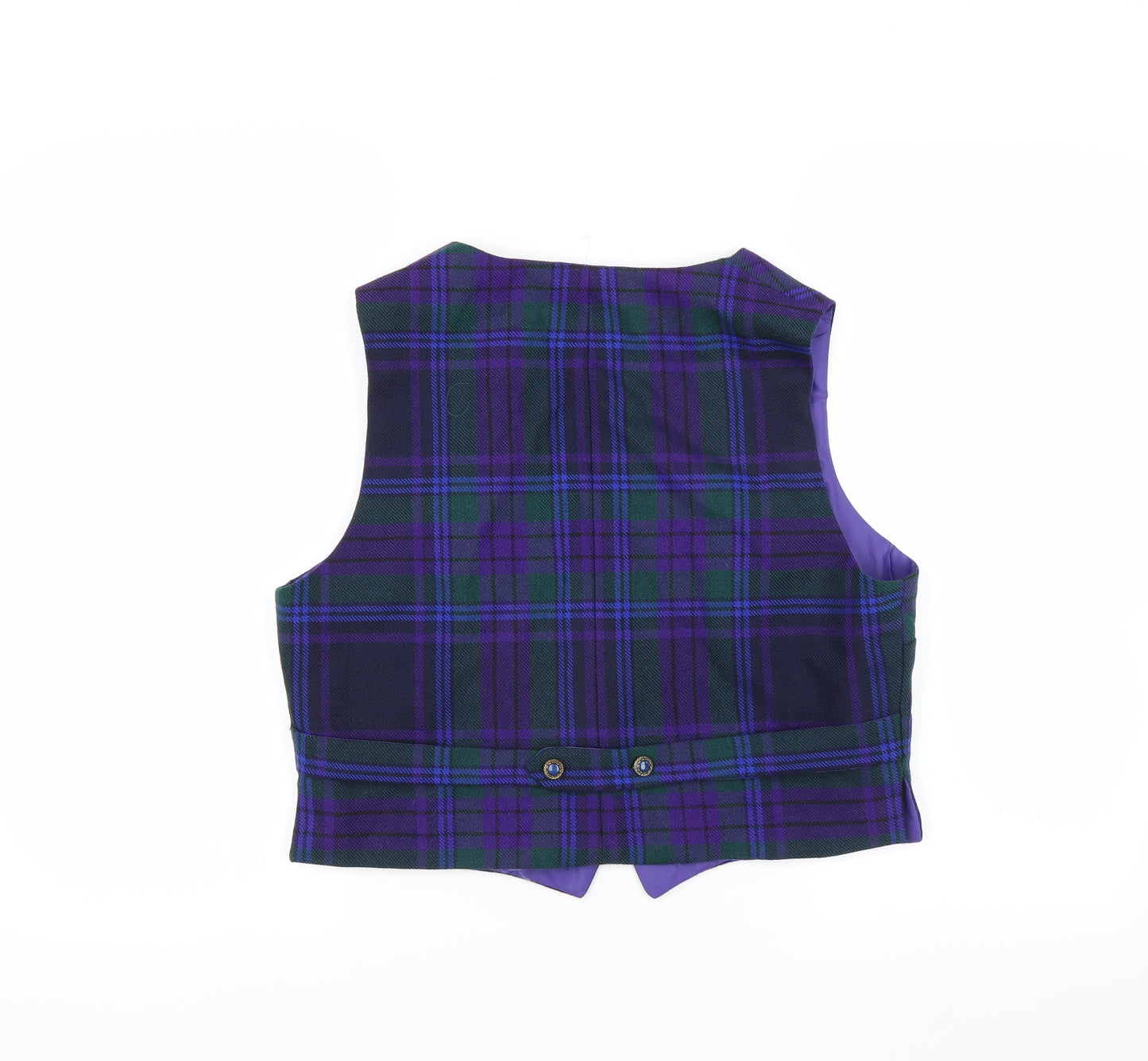 Preworn Womens Blue Plaid  Jacket Suit Waistcoat
