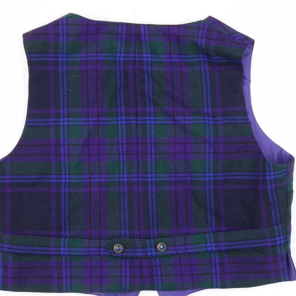 Preworn Womens Blue Plaid  Jacket Suit Waistcoat
