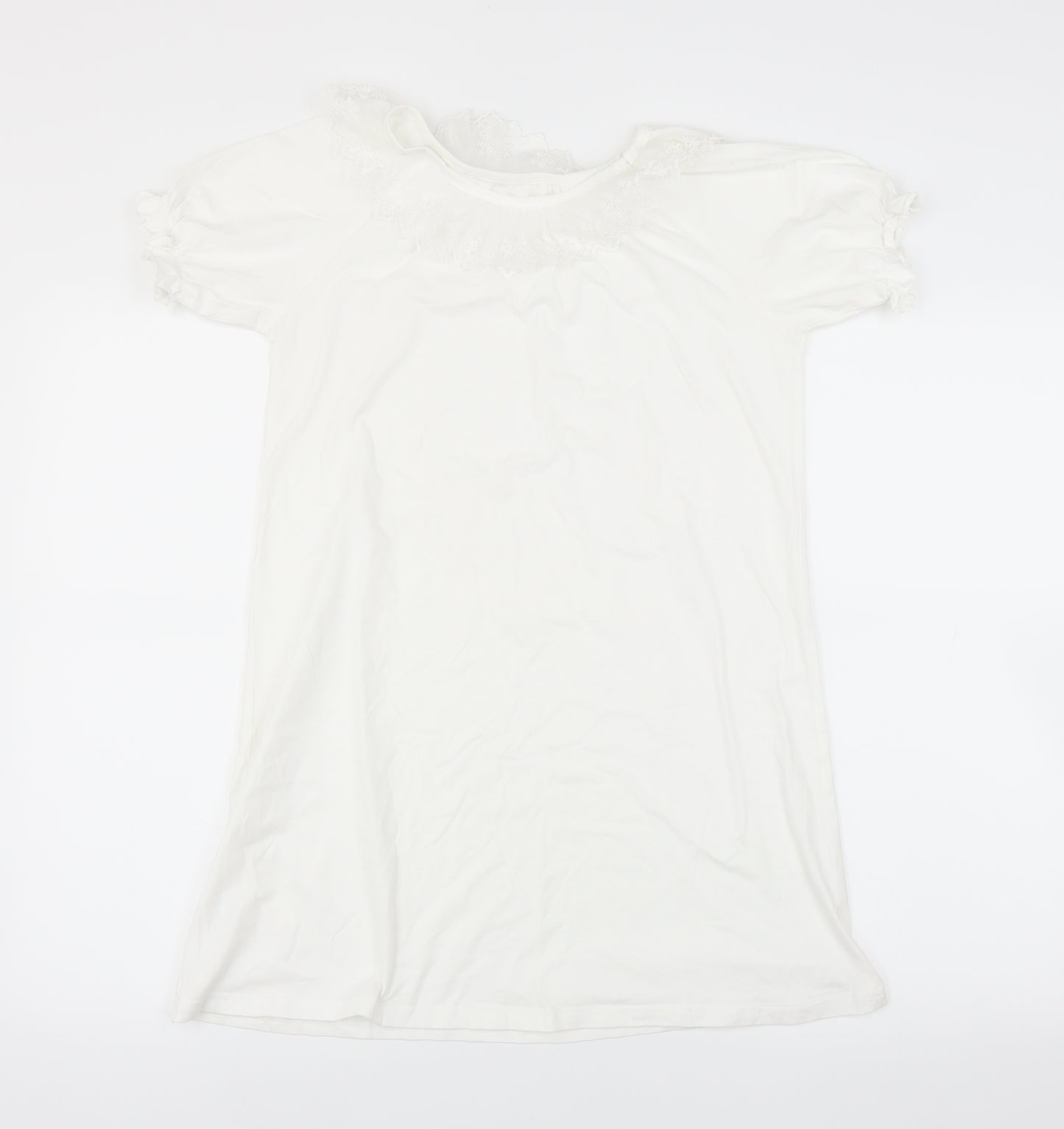 Preworn Girls White   T-Shirt Dress  Size 12 Years