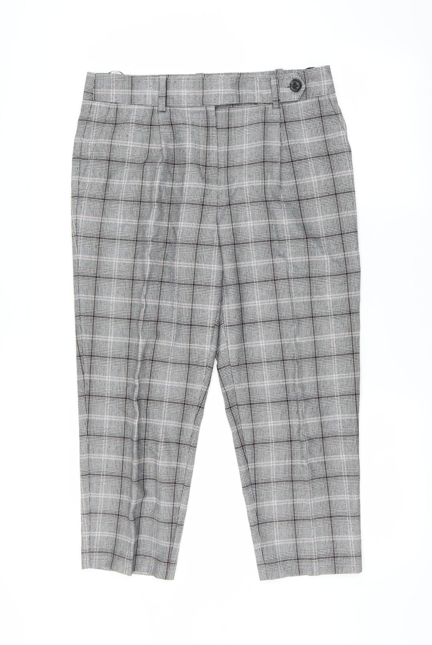 NEXT Womens Grey Plaid  Trousers  Size 12 L23 in