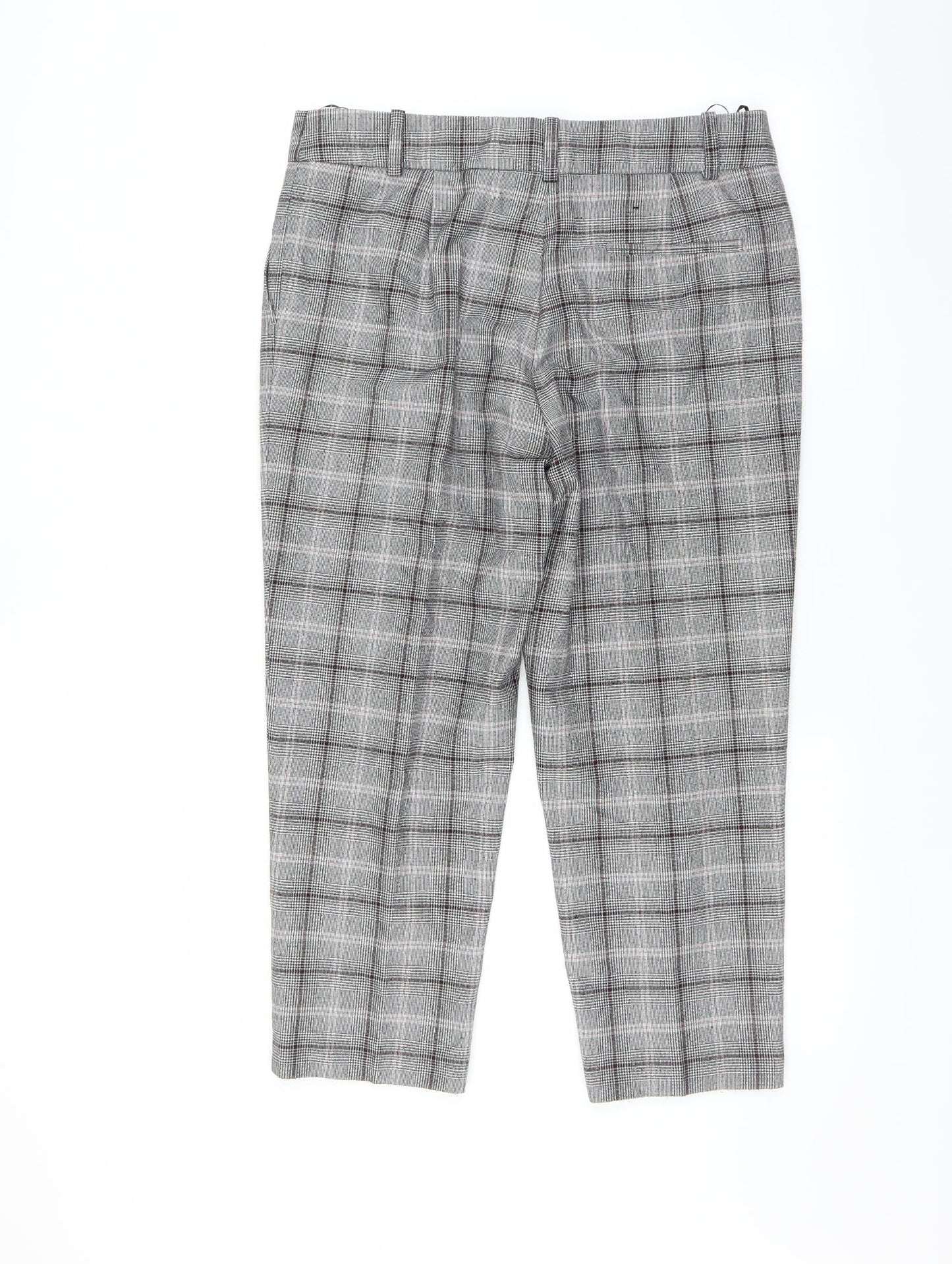 NEXT Womens Grey Plaid  Trousers  Size 12 L23 in