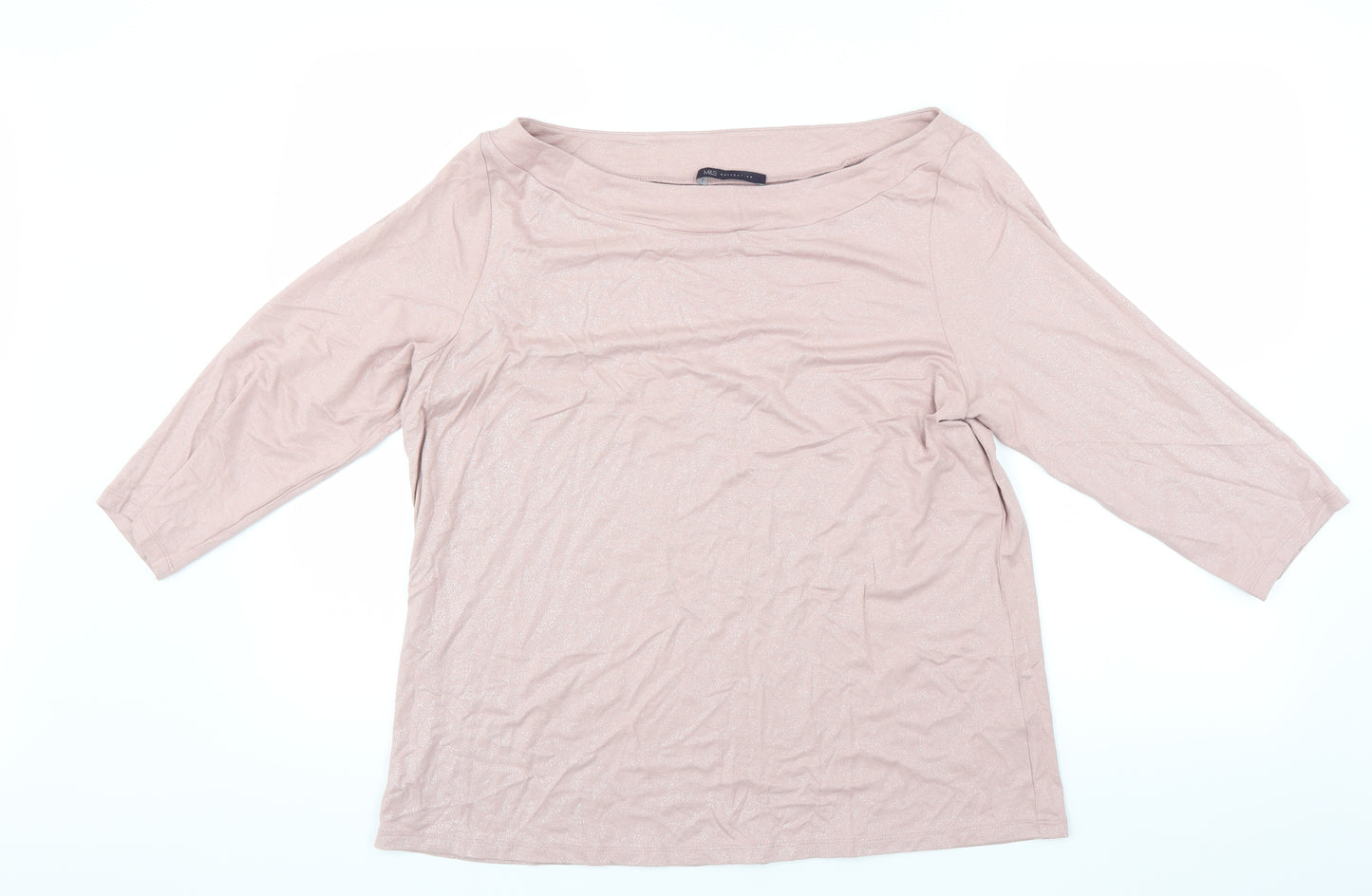Marks and Spencer Womens Pink   Basic T-Shirt Size 16  - glittery