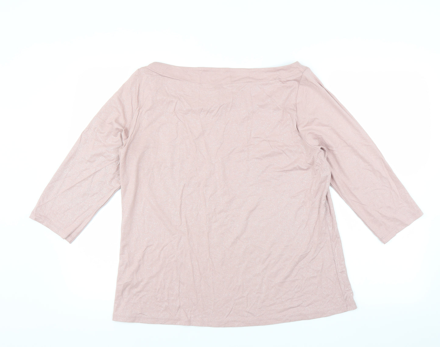 Marks and Spencer Womens Pink   Basic T-Shirt Size 16  - glittery