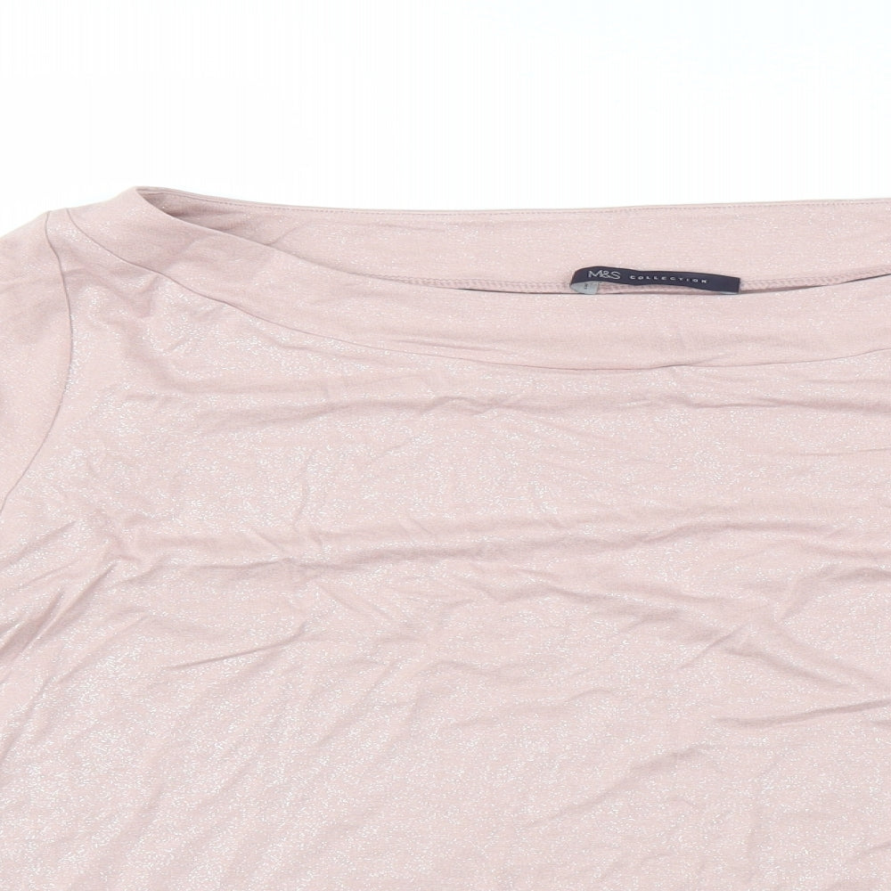 Marks and Spencer Womens Pink   Basic T-Shirt Size 16  - glittery
