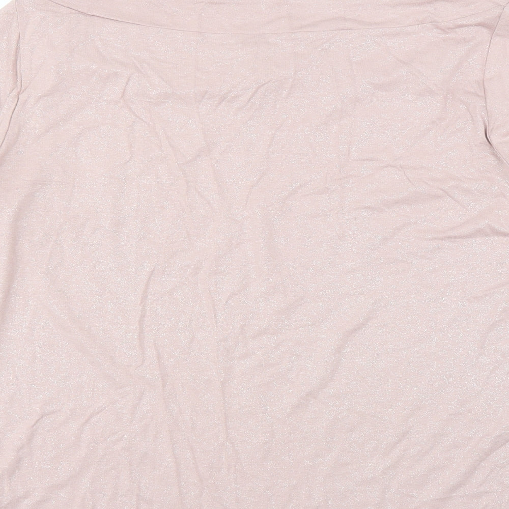 Marks and Spencer Womens Pink   Basic T-Shirt Size 16  - glittery