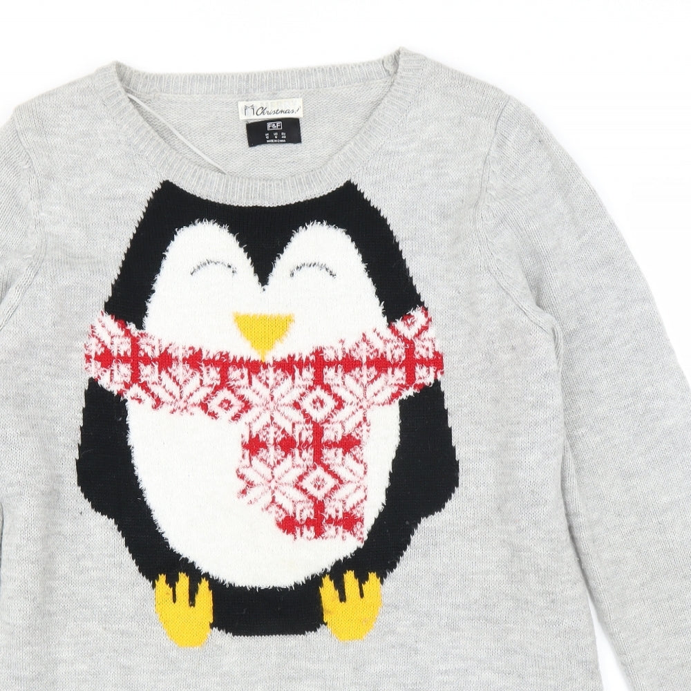 F&F Womens Grey   Pullover Jumper Size 12  - CHRISTMAS