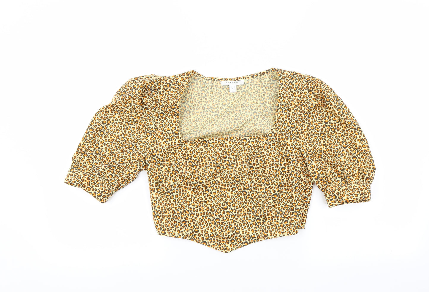 Topshop Womens Brown Animal Print  Basic Blouse Size 8