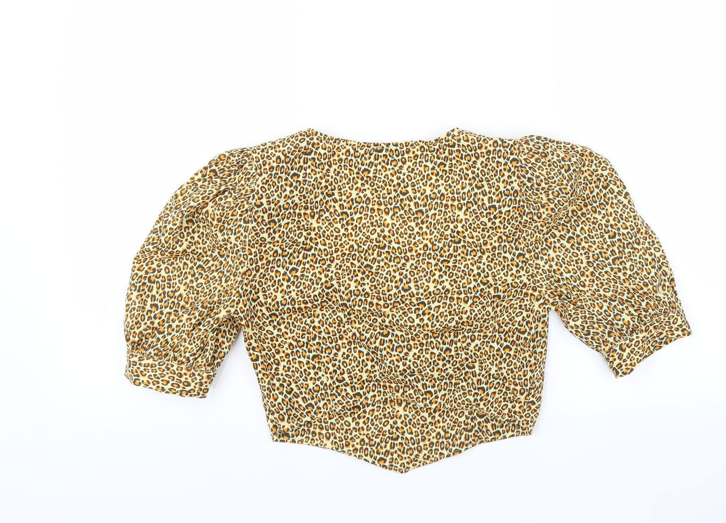 Topshop Womens Brown Animal Print  Basic Blouse Size 8