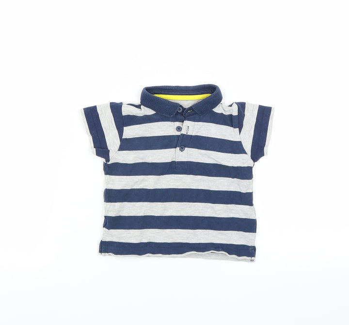 Marks and Spencer Boys Blue Striped Basic T-Shirt Size 3-6 Months