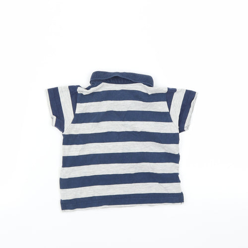 Marks and Spencer Boys Blue Striped  Basic T-Shirt Size 3-6 Months