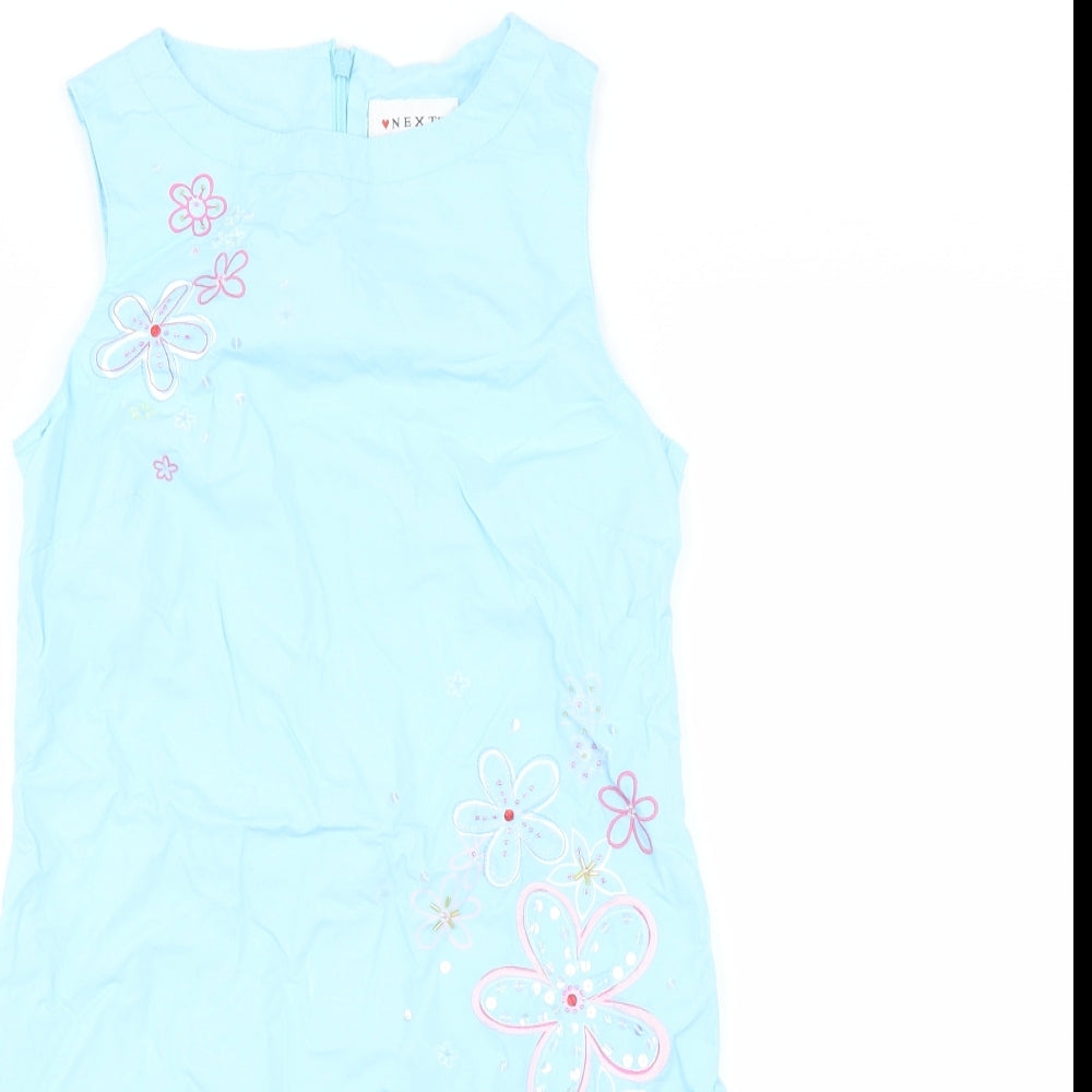 NEXT Girls Blue   Shift  Size 9 Years  - floral detail