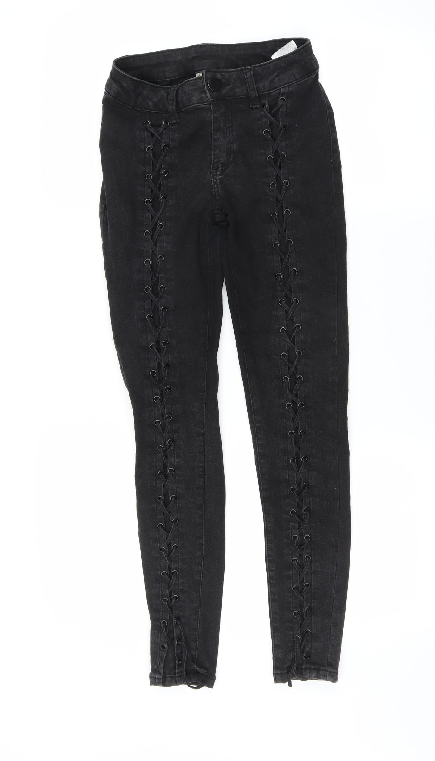 S Womens Black  Denim Skinny Jeans Size 26 in L28 in - TIE SIDED DETAIL