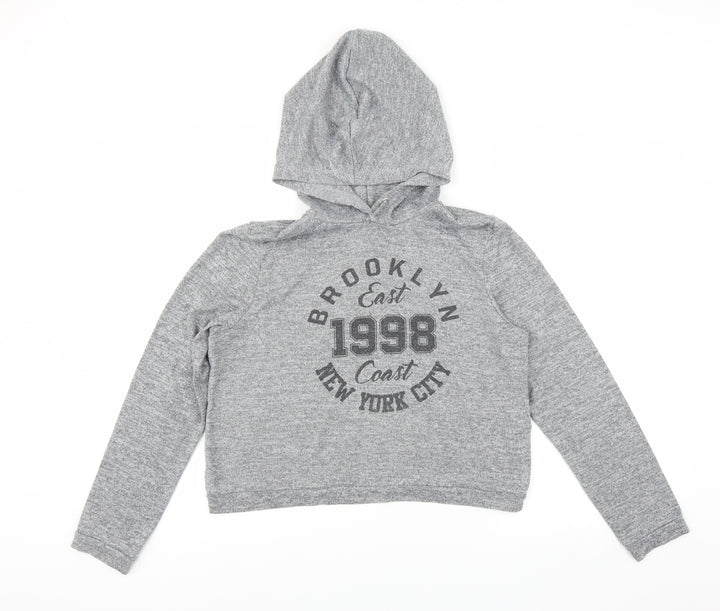 New Look Girls Grey Pullover Hoodie Size 14-15 Years - Brooklyn NYC