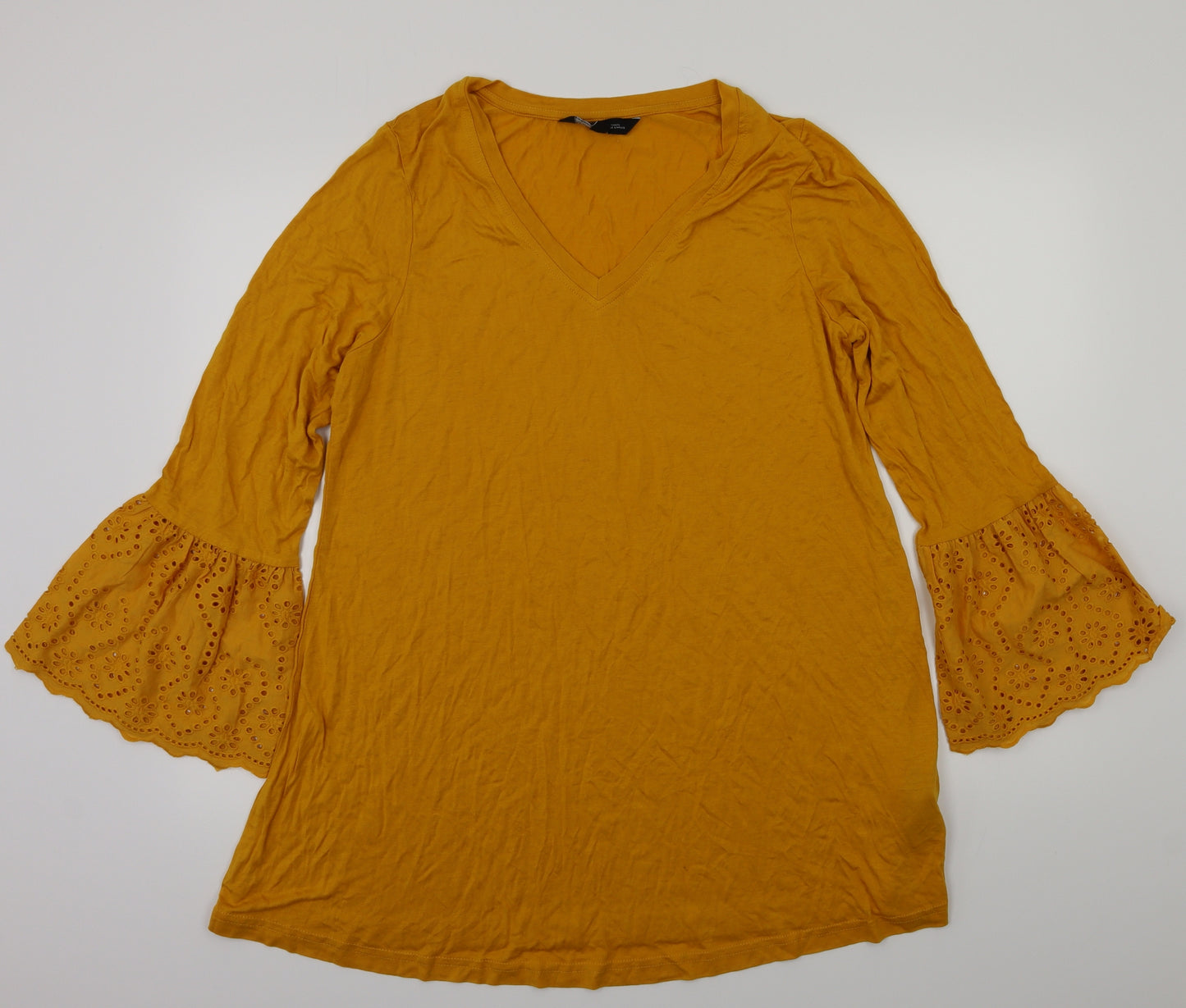 Capsual Womens Orange Floral  Basic T-Shirt Size 16