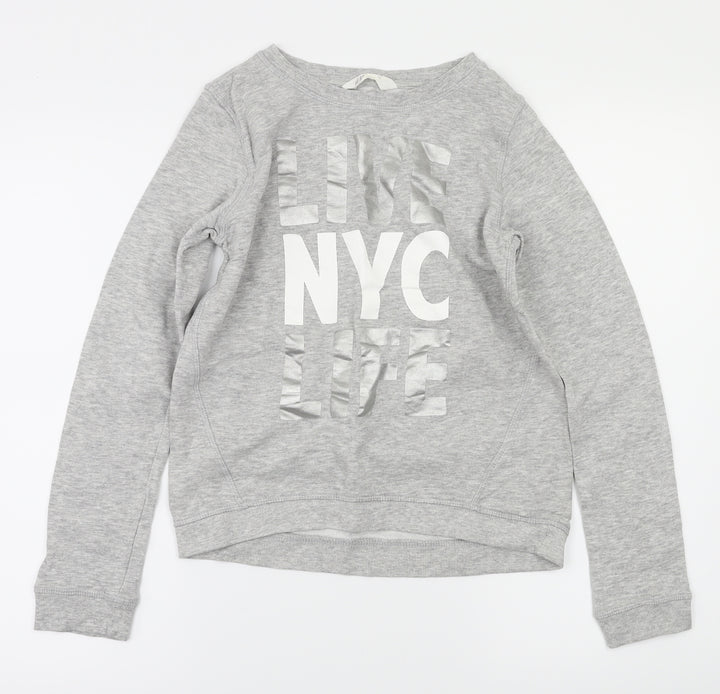 H&M Girls Grey Pullover Jumper Size 12-13 Years