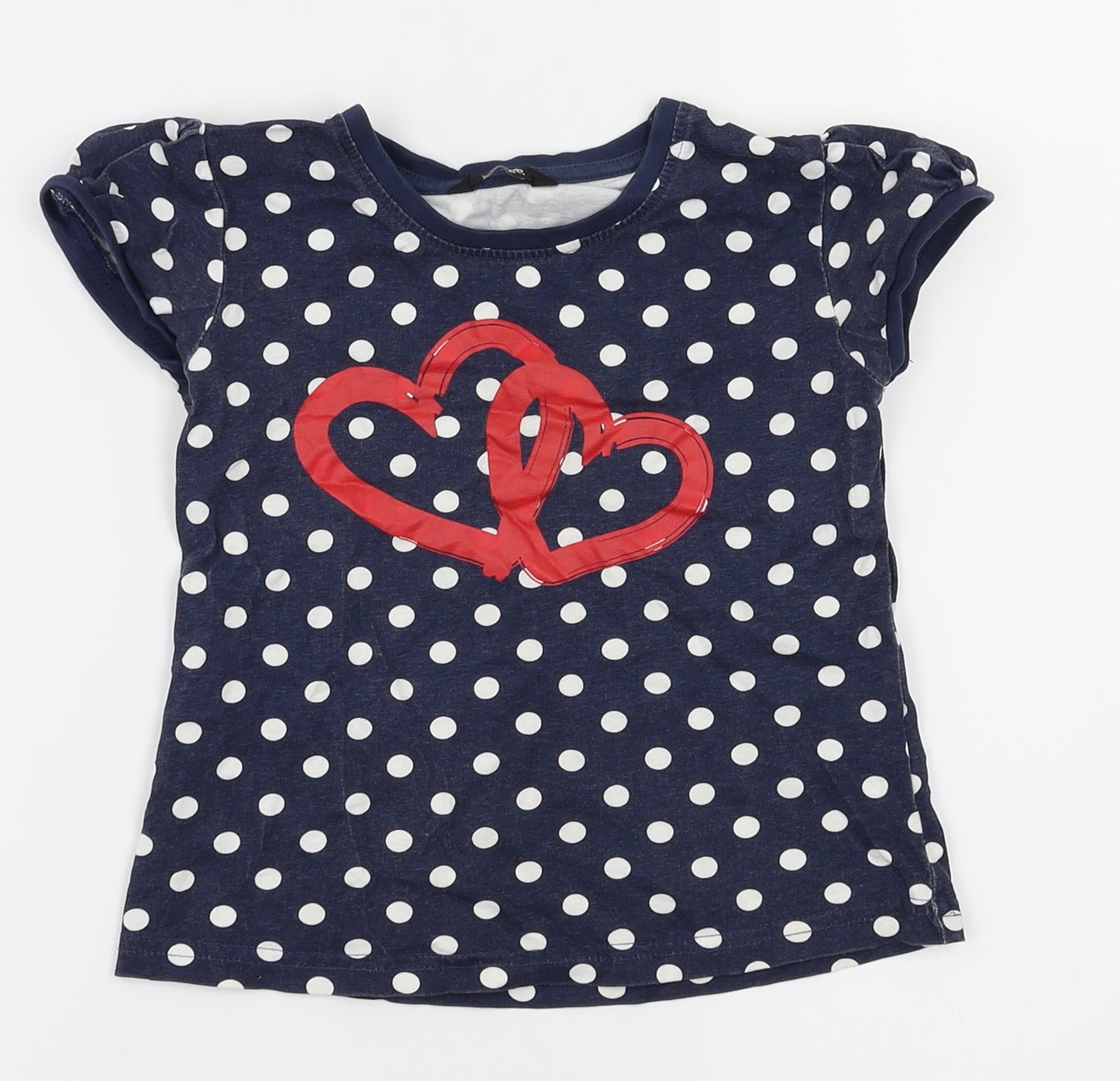 George Girls Blue Spotted  Basic T-Shirt Size 4-5 Years