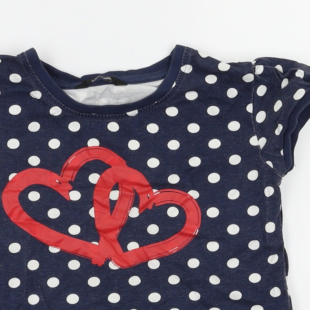 George Girls Blue Spotted  Basic T-Shirt Size 4-5 Years