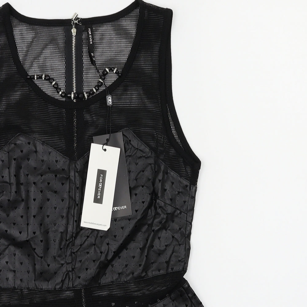 Forever Womens Black Animal Print  Fit & Flare  Size M