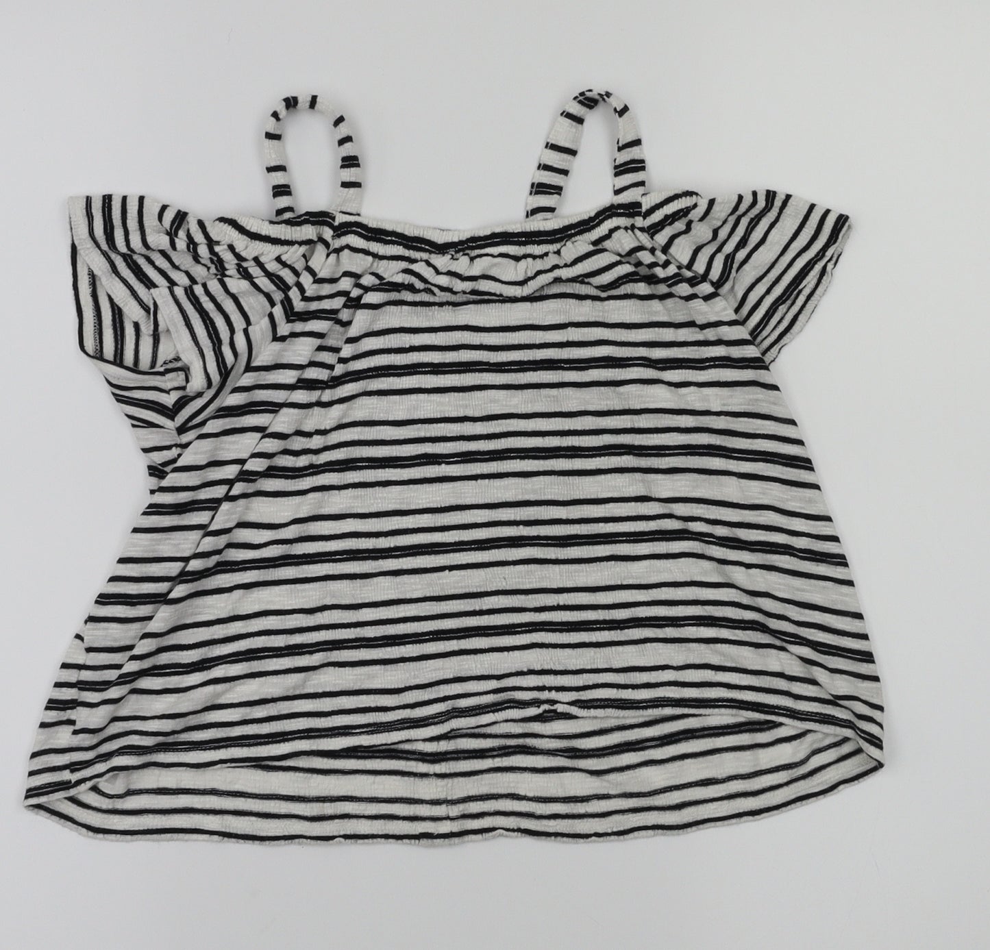 F&F Girls Black Striped  Pullover T-Shirt Size 8-9 Years