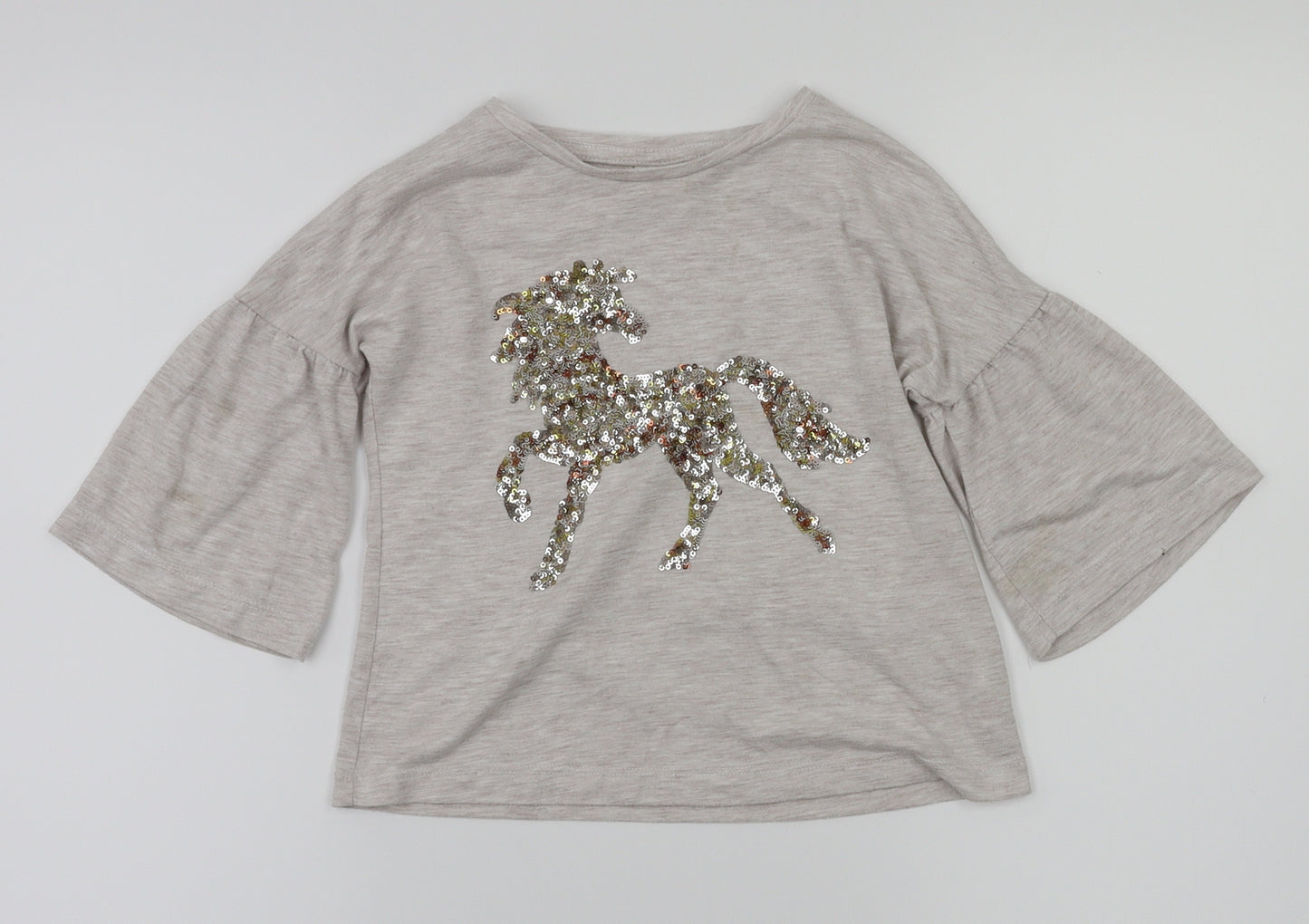 F&F Girls Beige Animal Print  Basic T-Shirt Size 7 Years
