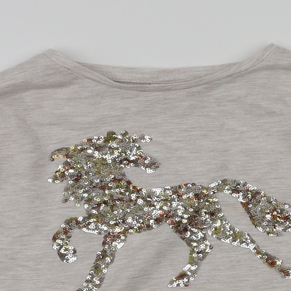 F&F Girls Beige Animal Print  Basic T-Shirt Size 7 Years