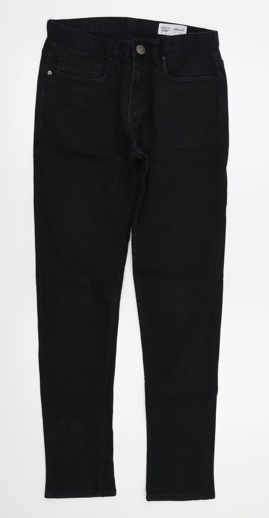 Front view of denim&co women’s black skinny jeans, size UK 30, 32-inch leg