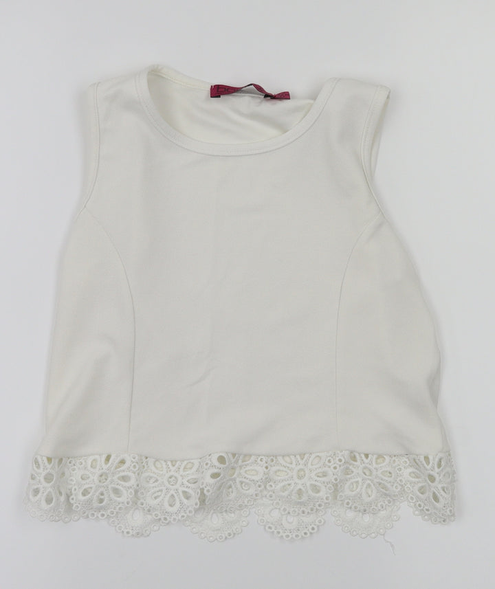 Boohoo Womens White Floral  Basic T-Shirt Size 6