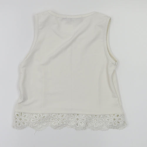 Boohoo Womens White Floral  Basic T-Shirt Size 6