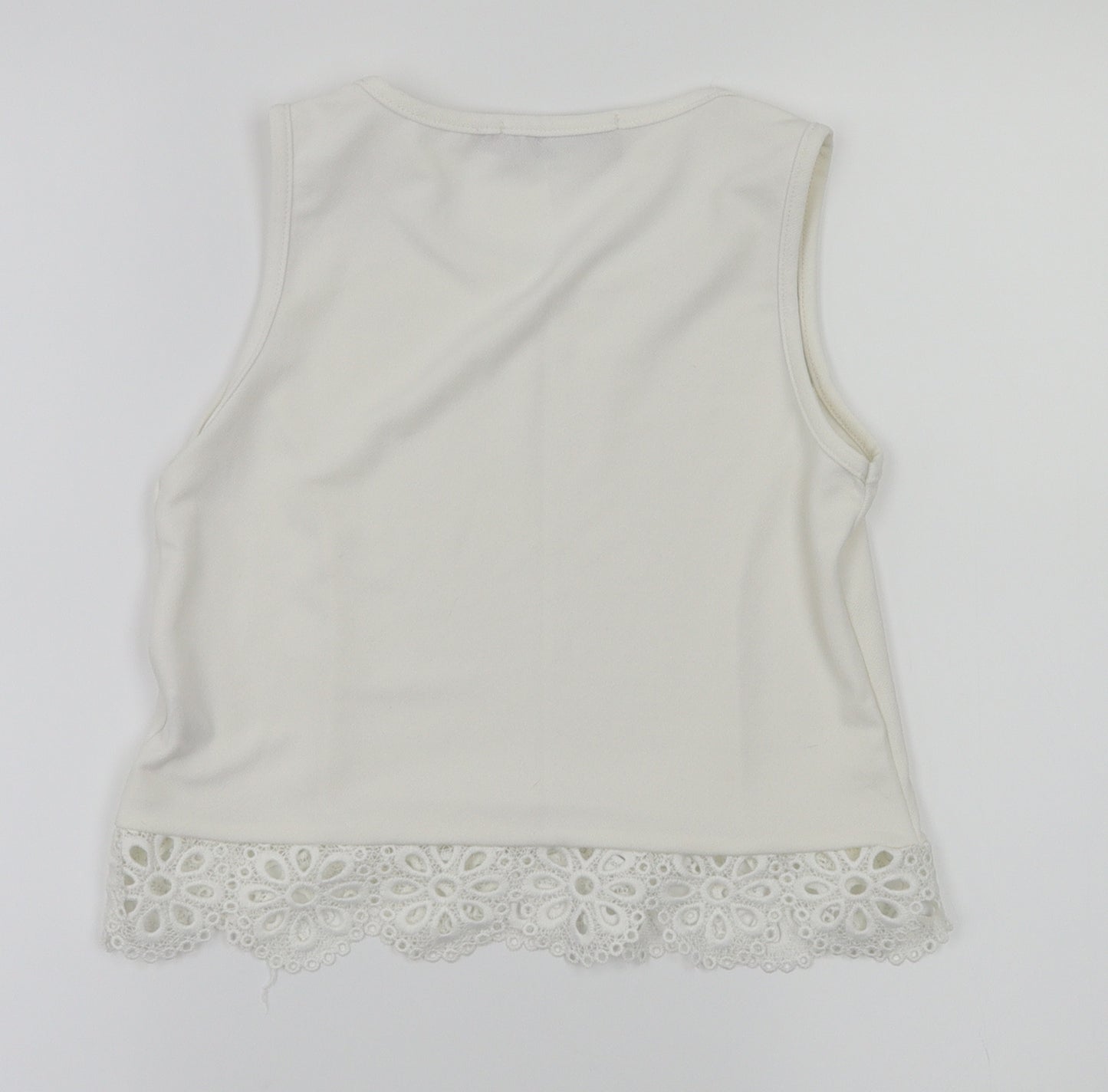 Boohoo Womens White Floral  Basic T-Shirt Size 6