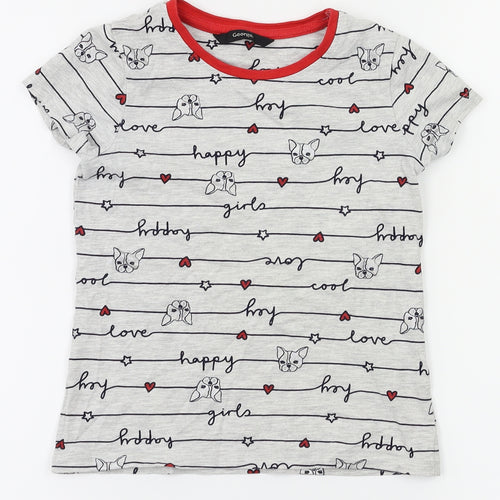 George Girls Grey Animal Print  Basic T-Shirt Size 5-6 Years