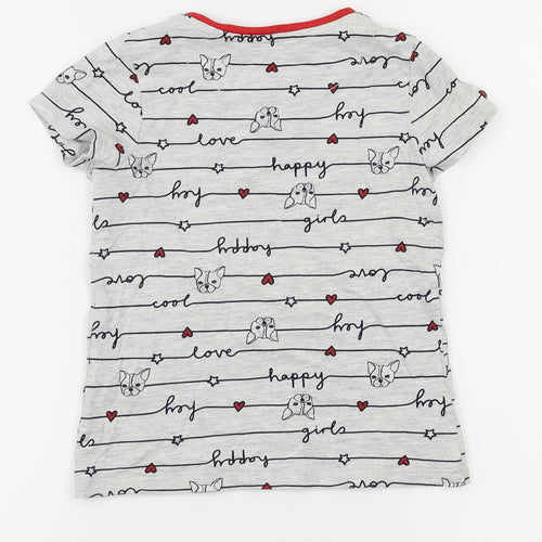 George Girls Grey Animal Print  Basic T-Shirt Size 5-6 Years