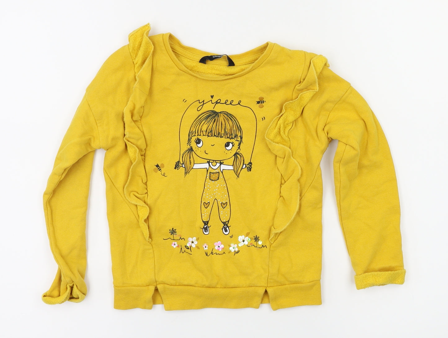 George Girls Yellow   Pullover Hoodie Size 3-4 Years