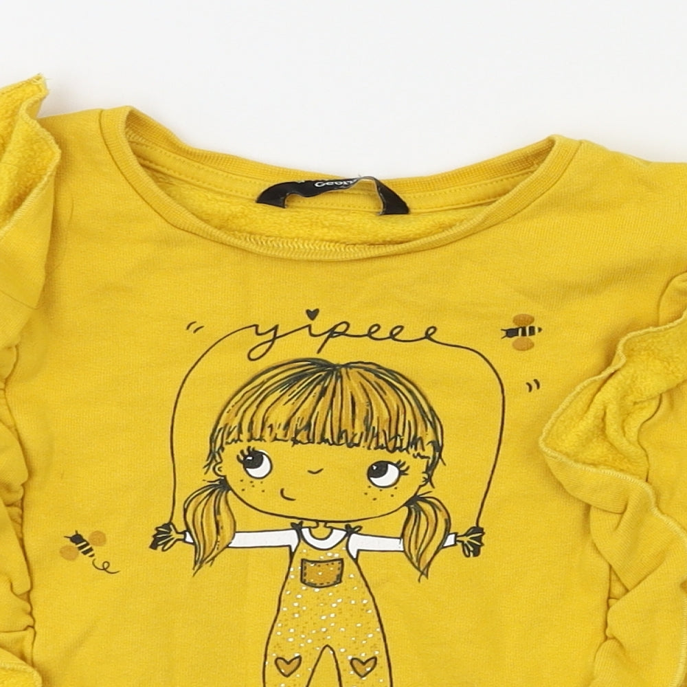 George Girls Yellow   Pullover Hoodie Size 3-4 Years
