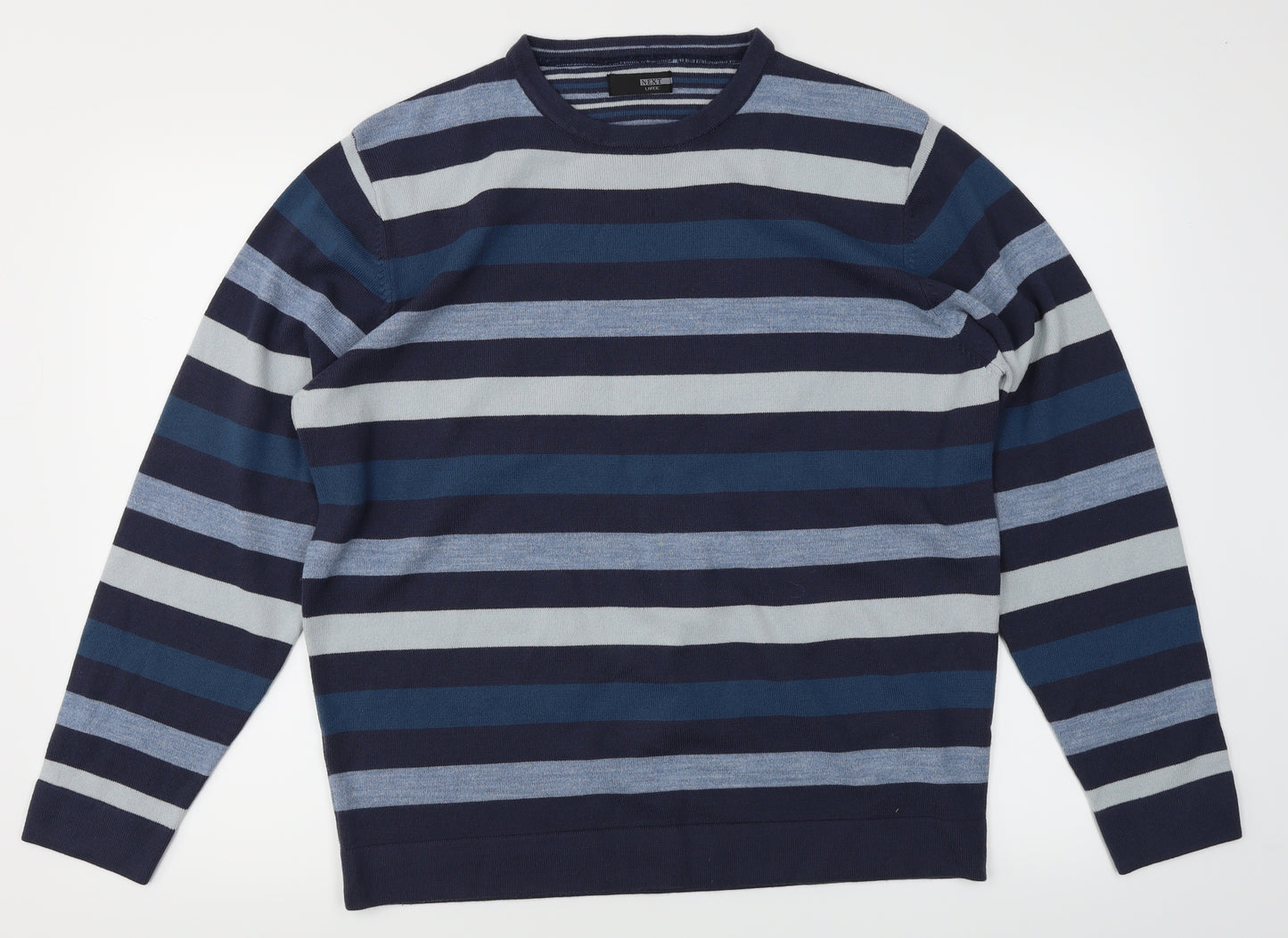 NEXT Mens Blue Striped  Pullover Jumper Size L
