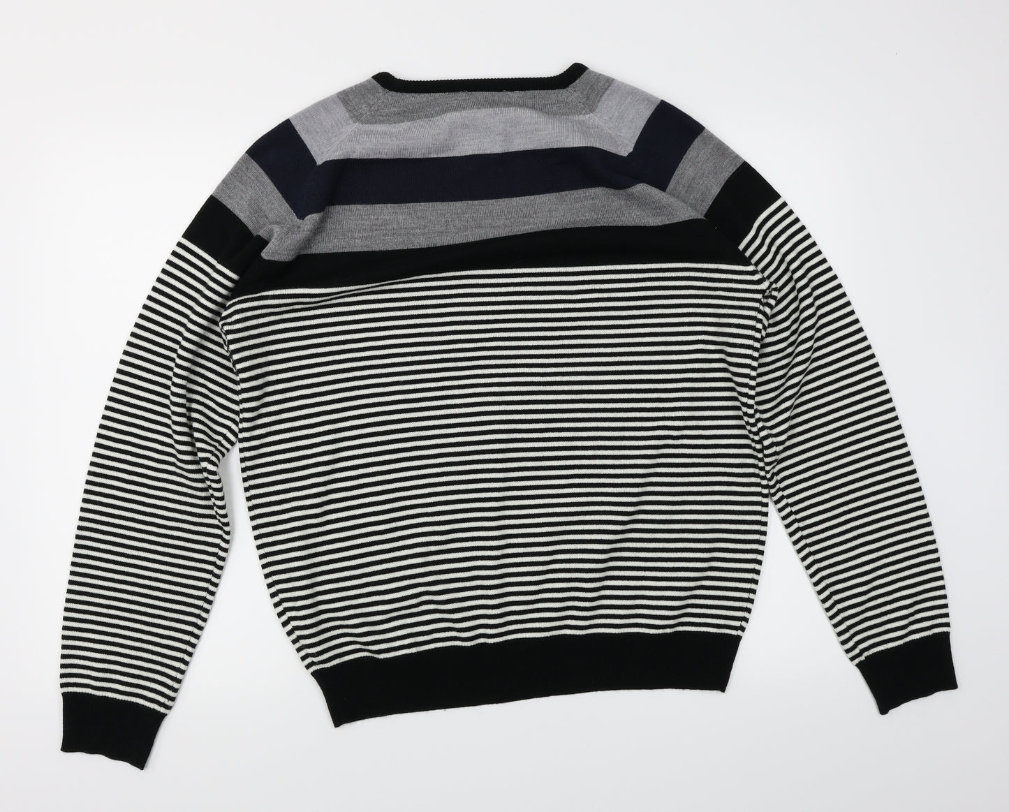 Cedar Wood State Mens Black Striped  Pullover Jumper Size L
