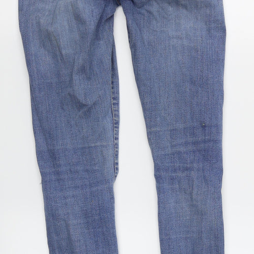River Island Womens Blue  Denim Skinny Jeans Size 8 L27 in - Rips in Knee