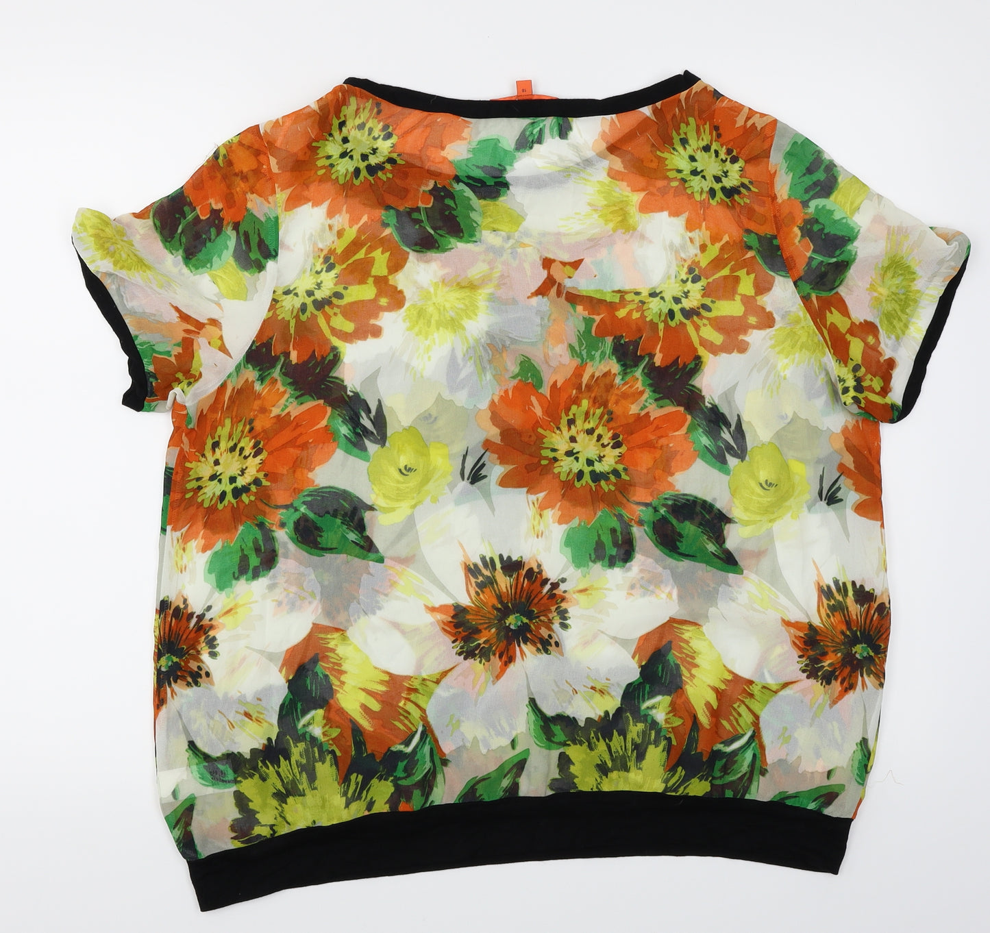 NEXT Womens Orange Floral  Basic Blouse Size 18  - Sheer