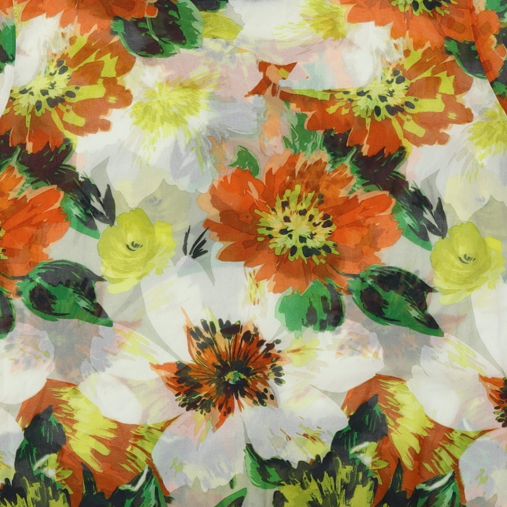 NEXT Womens Orange Floral  Basic Blouse Size 18  - Sheer