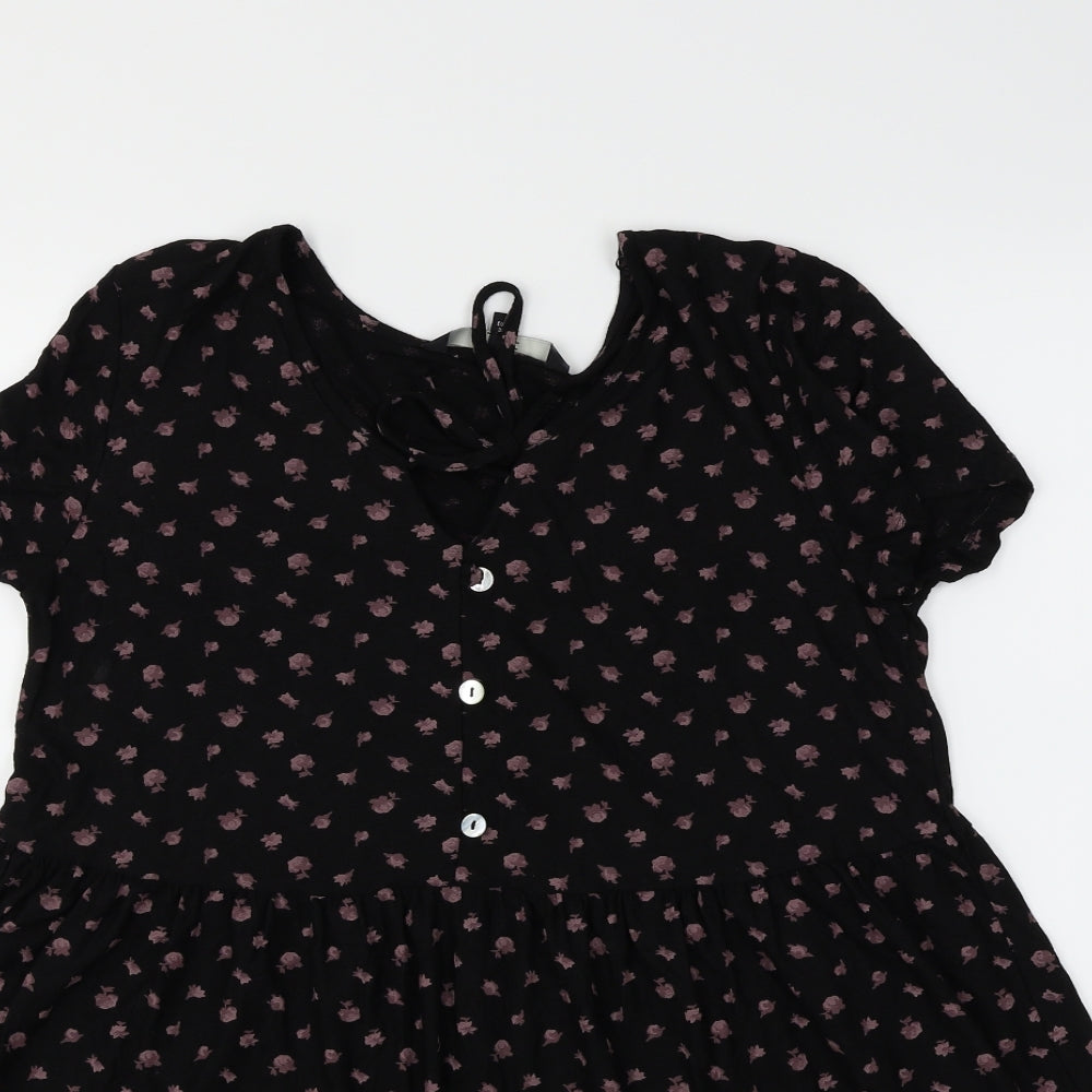NEXT Womens Black Floral  Skater Dress  Size 10