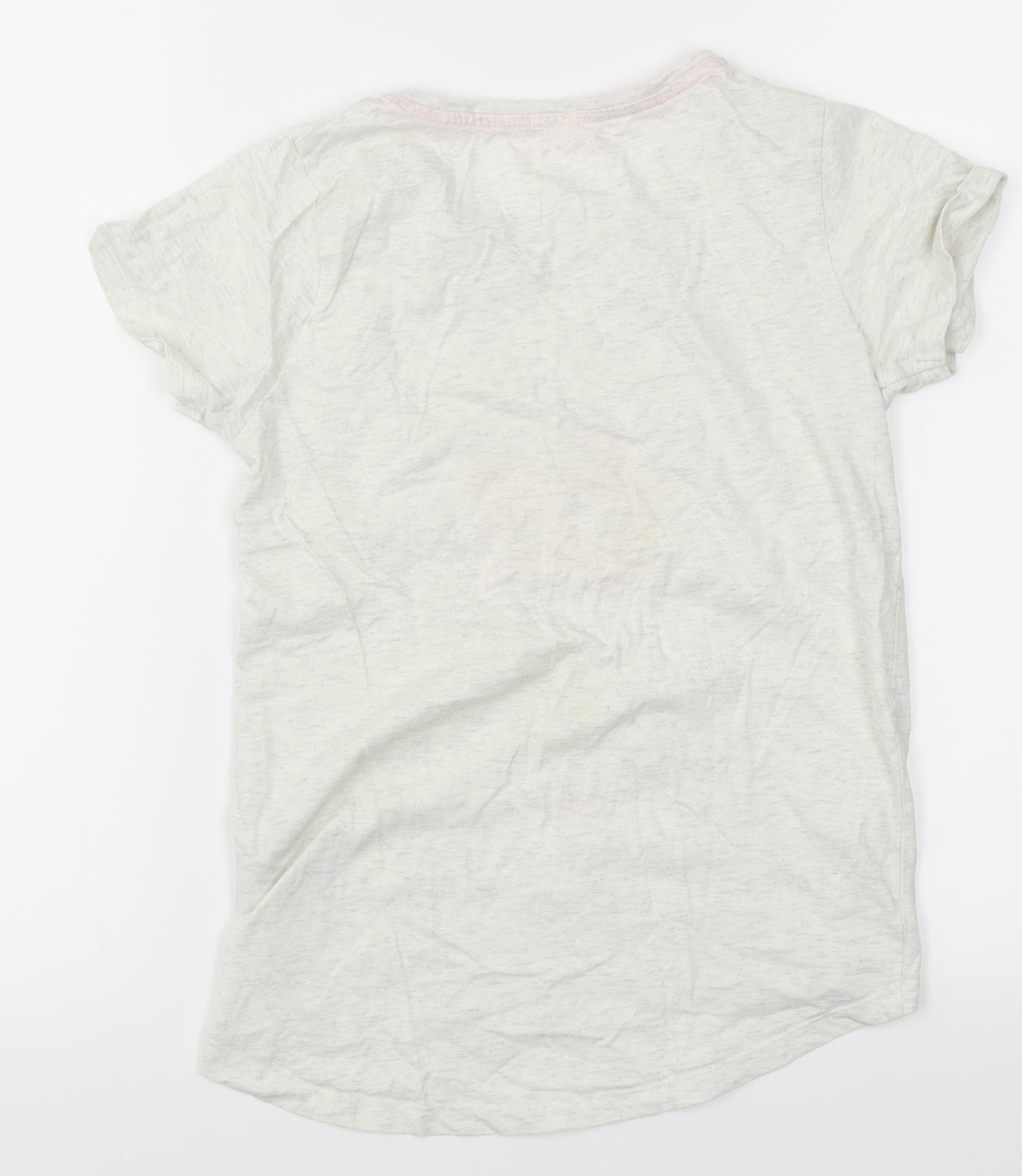 Nutmeg Girls White   Basic T-Shirt Size 10-11 Years  - Flamingo