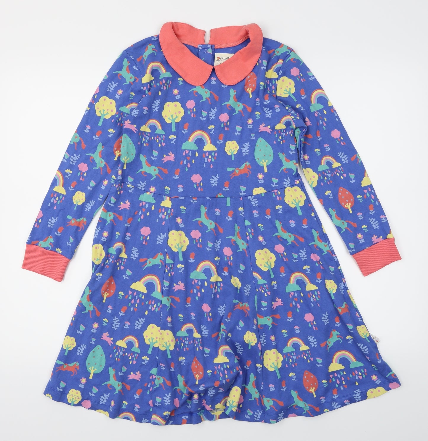 Piccalilly Girls Blue Floral  Skater Dress  Size 9-10 Years  - Unicorn