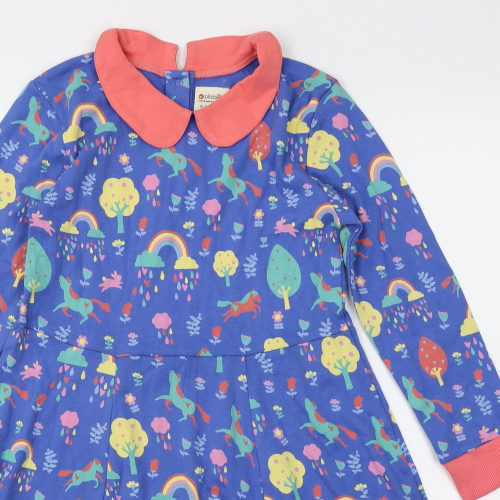 Piccalilly Girls Blue Floral  Skater Dress  Size 9-10 Years  - Unicorn