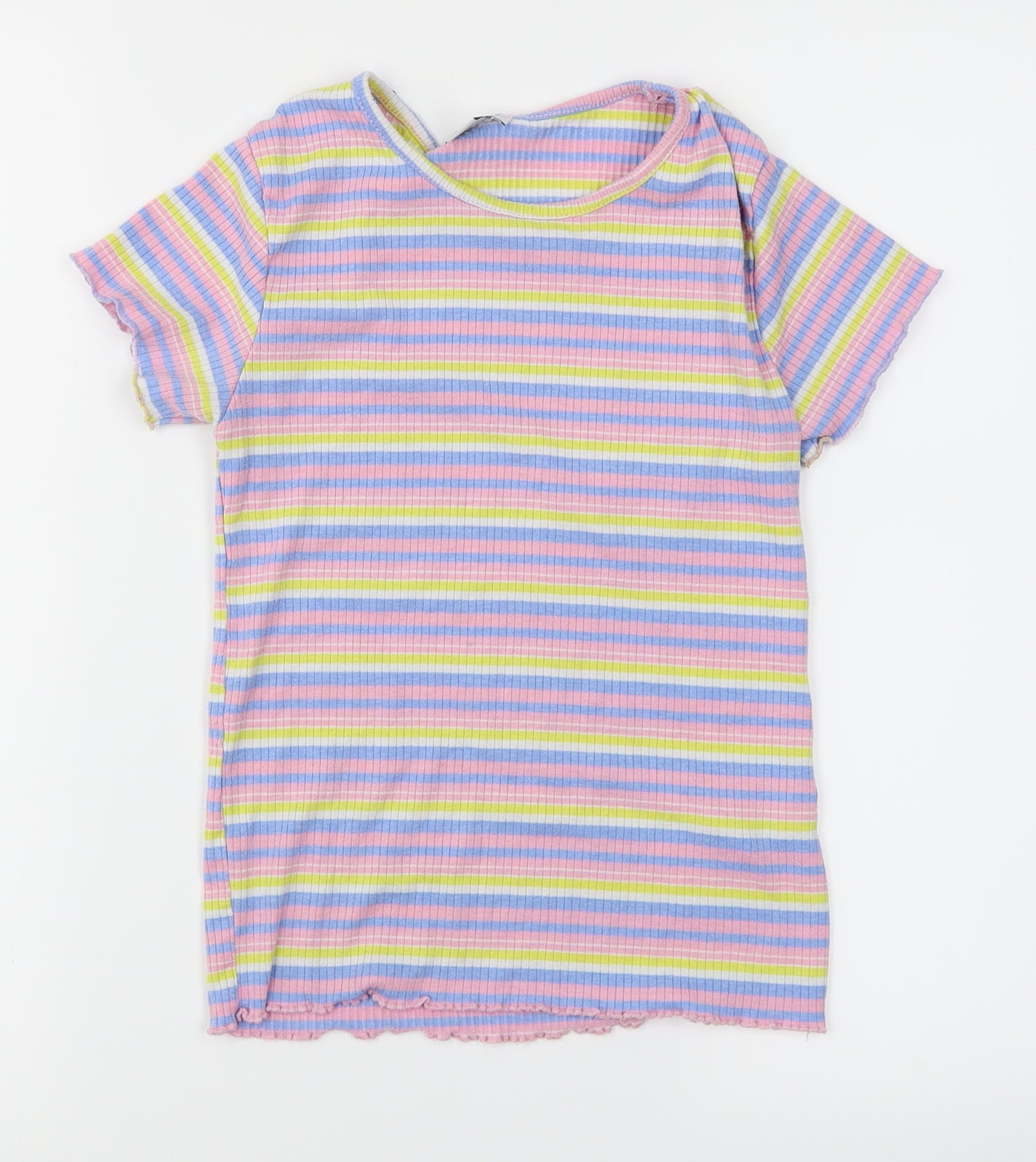 Primark Girls Pink Striped  Basic T-Shirt Size 12-13 Years