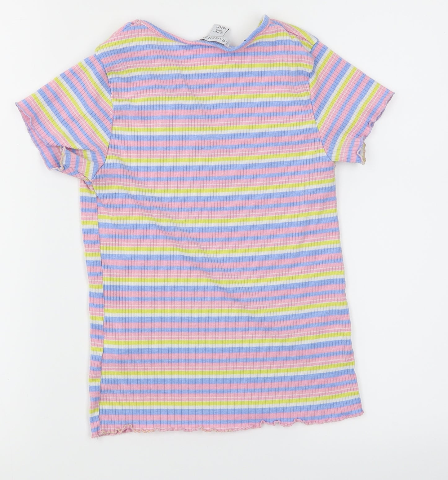 Primark Girls Pink Striped  Basic T-Shirt Size 12-13 Years