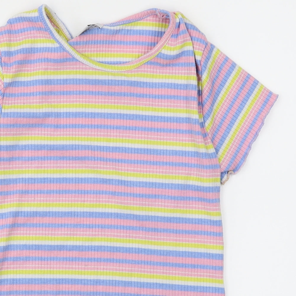 Primark Girls Pink Striped  Basic T-Shirt Size 12-13 Years