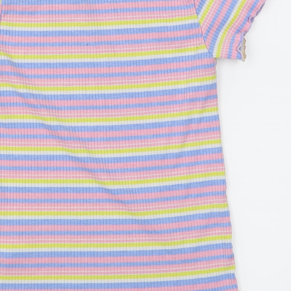 Primark Girls Pink Striped  Basic T-Shirt Size 12-13 Years