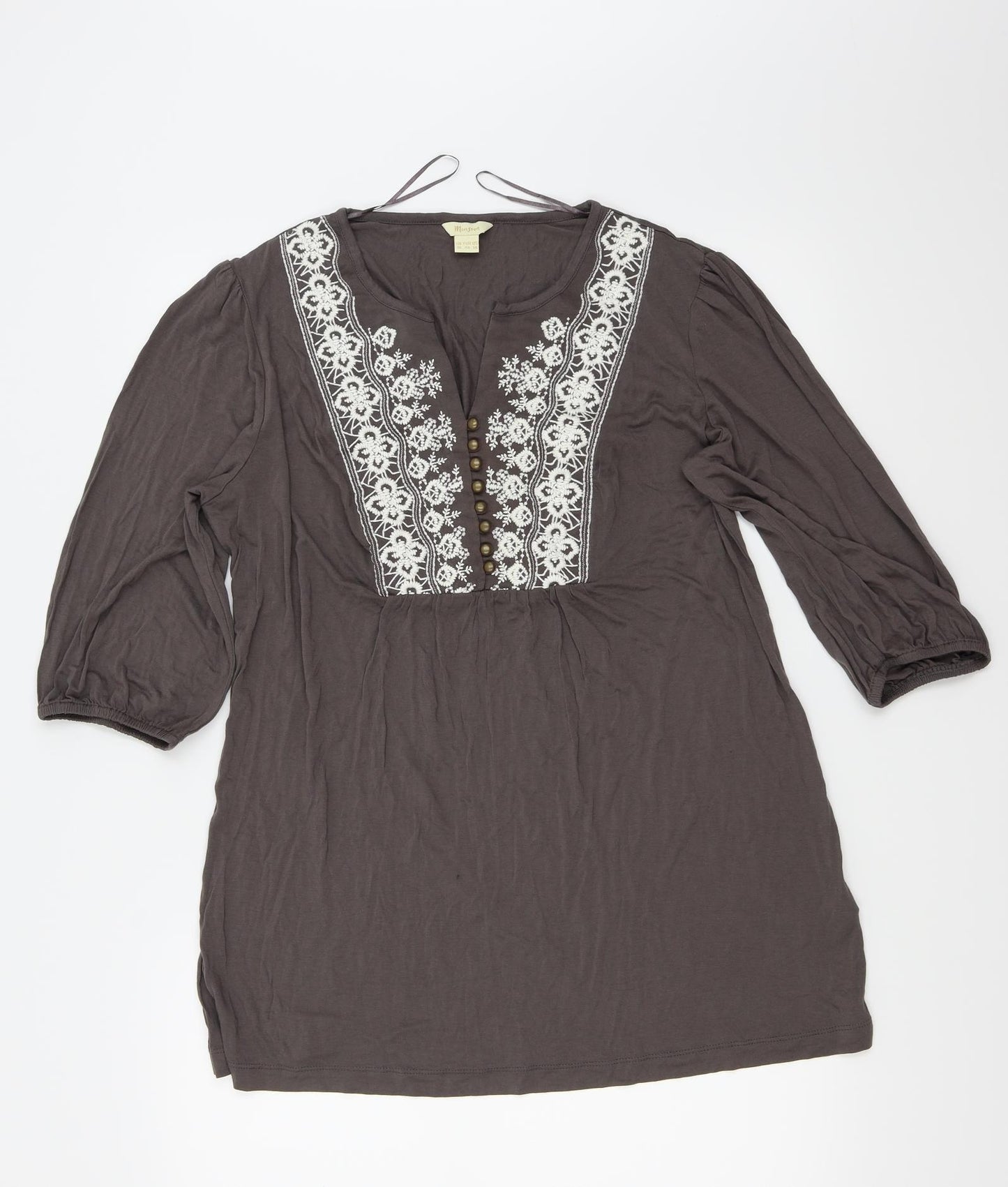 Monsoon Womens Brown Floral  Basic T-Shirt Size 18
